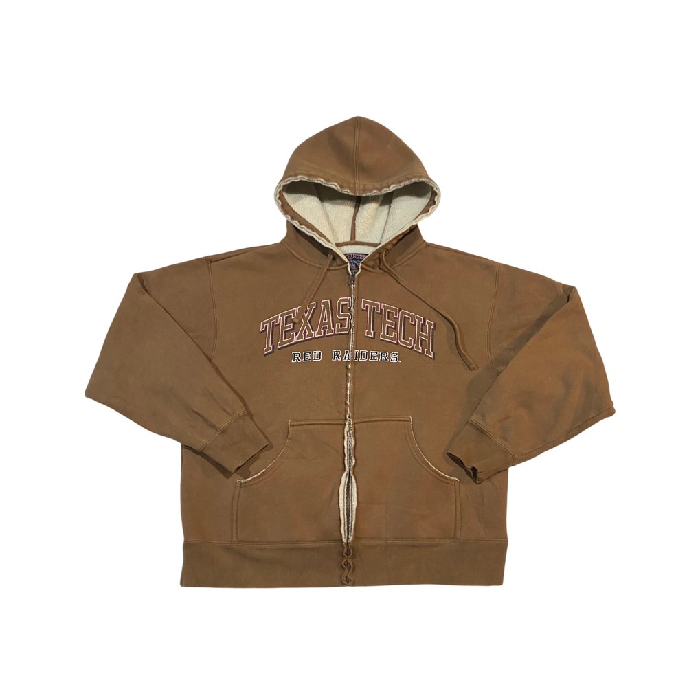 JanSport Texas Tech Red Raiders Sherpa Lined Full Zip Hoodie Brown Mens Medium